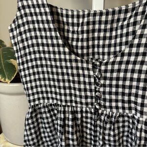 Reformation Bucatini Linen Dress in Black and White Gingham